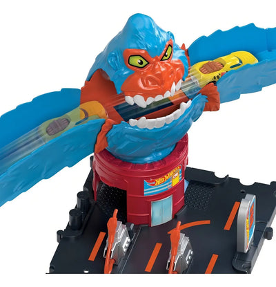 Pista de autos Hot Wheels City Gorila en la Gasolinera color azul - 2 piezas