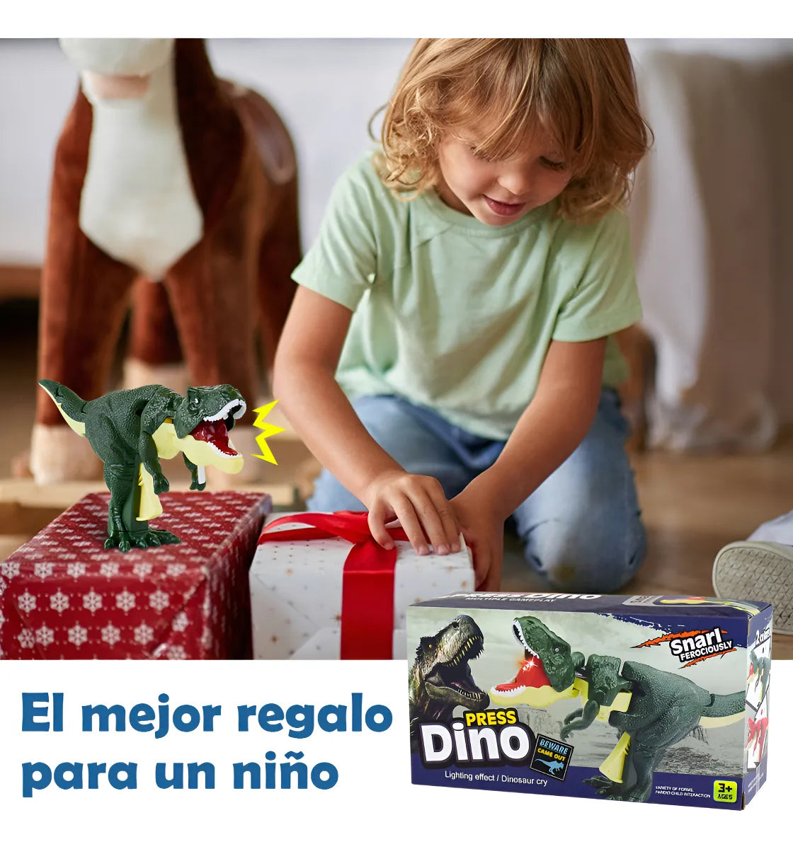 Dinosaurios Zazaza T Rex Con Luces Y Sonido Tiktok Moda Zaza Color Verde