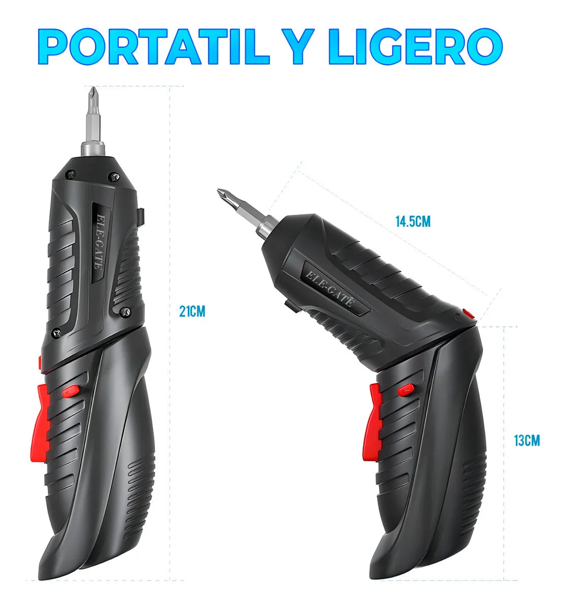 Destornillador Eléctrico Taladro Inalámbrico Recargable Color Negro