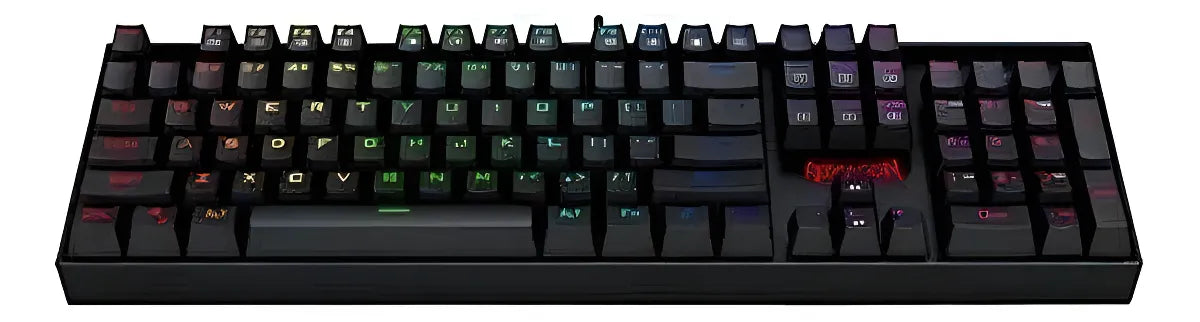 Teclado gamer Redragon Mitra QWERTY Outemu Blue español latinoamérica color negro con luz RGB