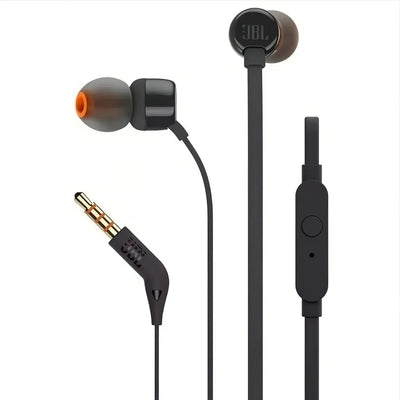 Audífonos JBL Tune 110 Pure Bass 3.5mm color negro con sonido potente