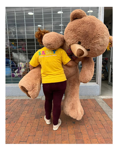 Oso Peluche Gigante 2 Metros Marrón Claro +moño +3 Globos Marrón