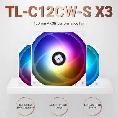 Combo Ventiladores Pc Chasis X3 120 Mm 360 Argb Fan Kit Tr Led Blanco