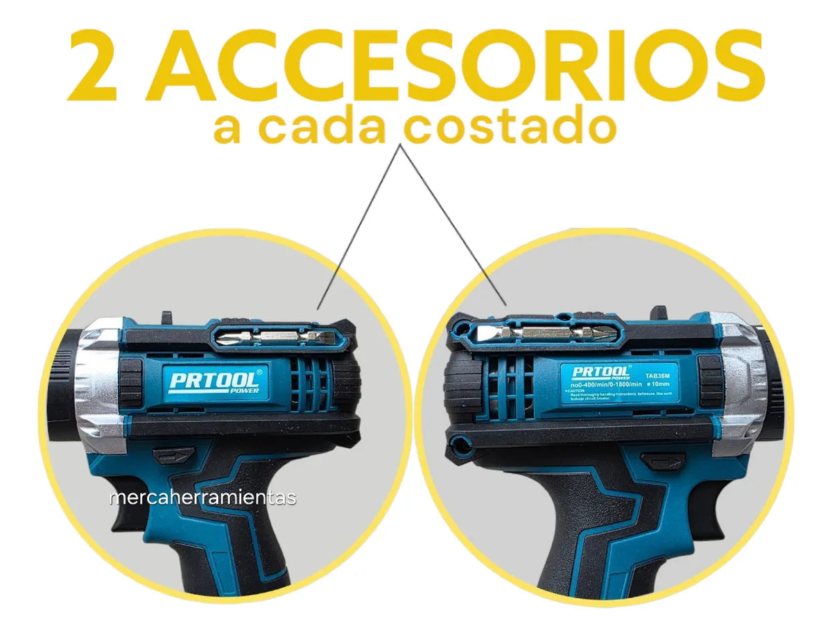 Taladro Inalámbrico Prtool Tab36m Con Accesorios 10mm Azul - Azul - 50hz60hz