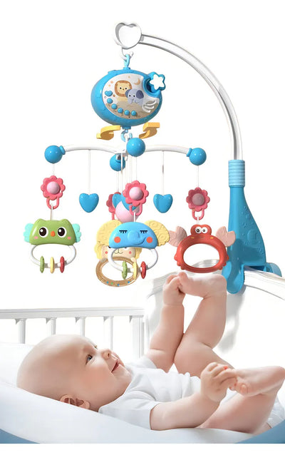 Móvil Musical Con Proyector Para Cuna Bebe Color Azul