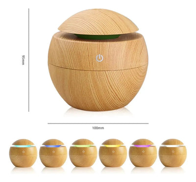 Humidificador Difusor Aire Diseño Madera Claro Redondo Esenc - Marrón Claro