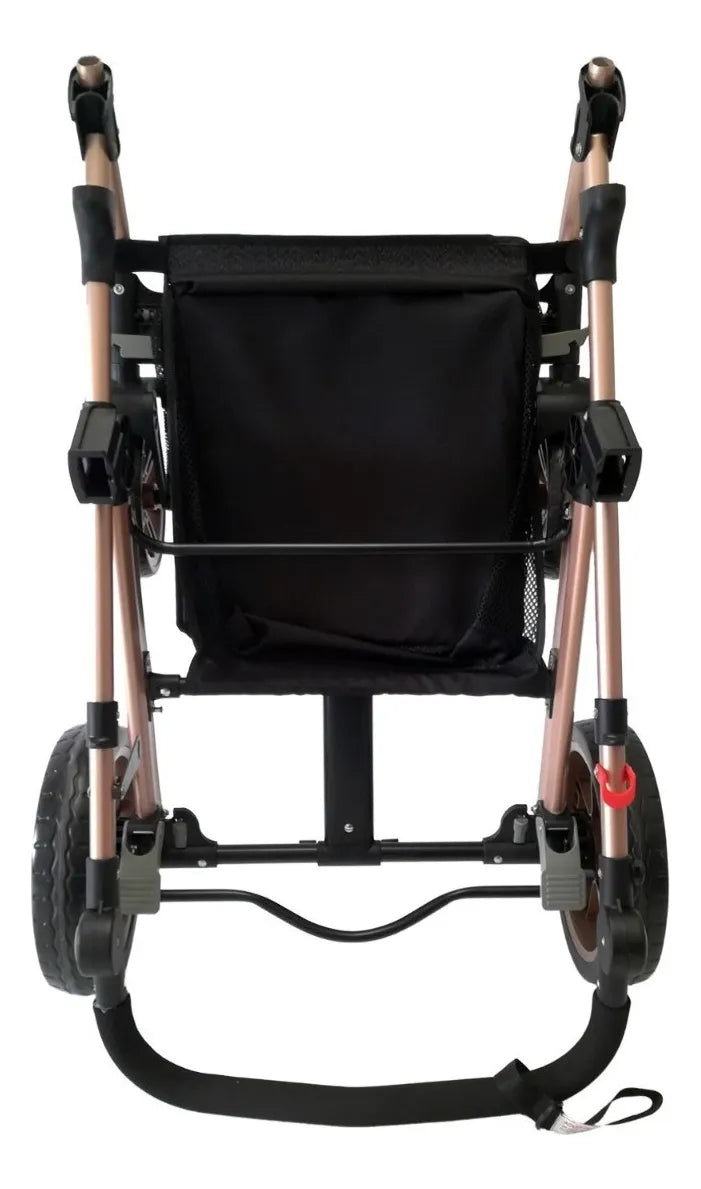 Coche de paseo Happy Baby Alizze travel system gris con chasis color dorado