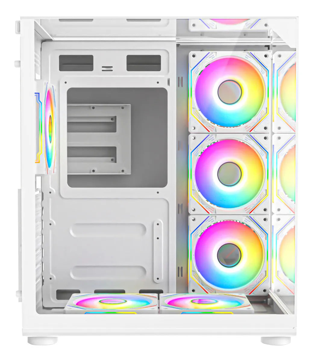 Chasis Gamer Iceberg Crystal Cube S Black 6 Fans Argb Blanco