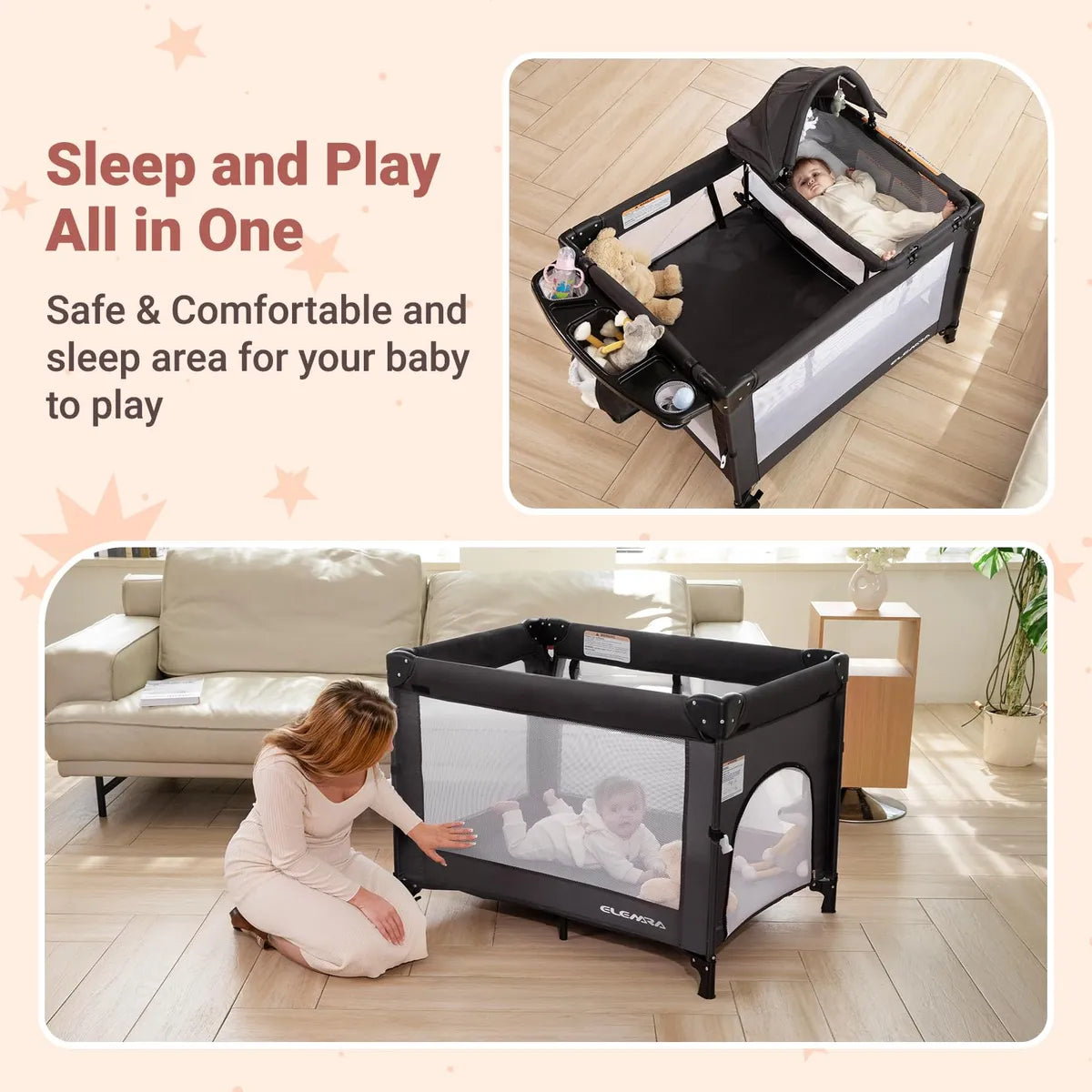 Elemara Moises Ajustable 5 En 1 Para Bebe, Configuracion En