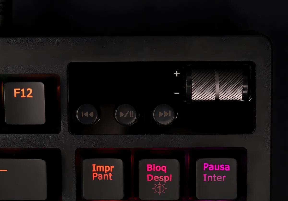 Teclado VSG QWERTY Outemu Blue español latinoamérica color negro con luz RGB