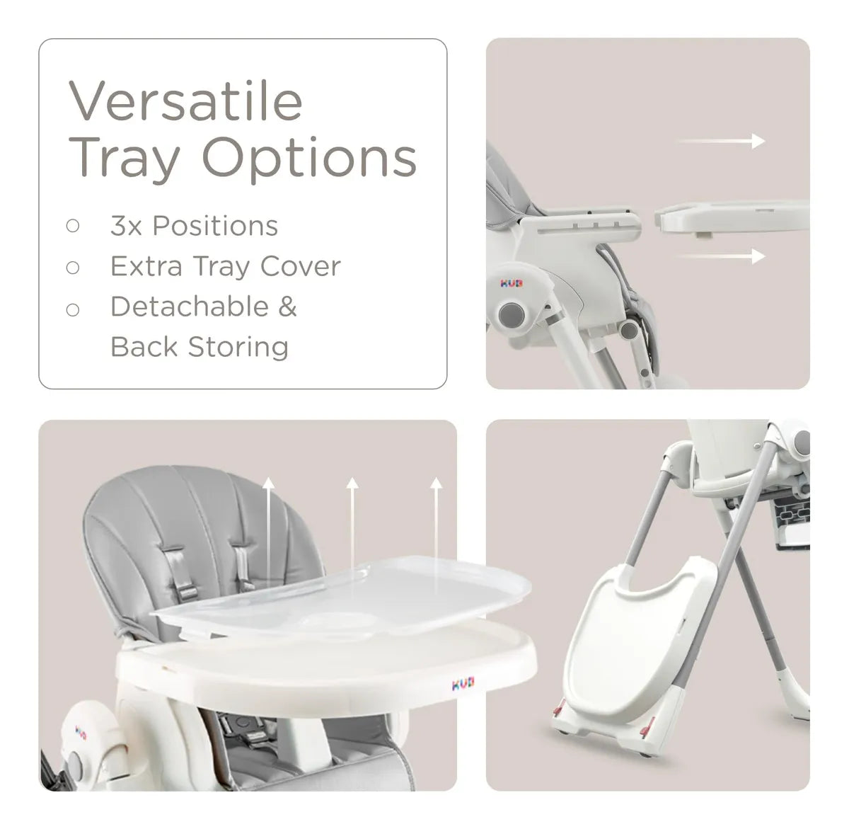 Silla Alta Plegable 3 En 1 Para Bebé Con Bandeja Extraíble