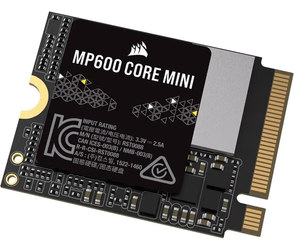Corsair Mp600 Mini Pro 2 TB Nvme Pcie X4 Gen4 SSD 2 M.2 2230 SSD de hasta 5000 MB/s de lectura, escritura secuencial máxima de hasta 3800 Mbps CSSD-F2000 Gbmp600 Color negro