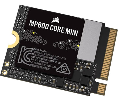 Corsair Mp600 Mini Pro 2 TB Nvme Pcie X4 Gen4 SSD 2 M.2 2230 SSD de hasta 5000 MB/s de lectura, escritura secuencial máxima de hasta 3800 Mbps CSSD-F2000 Gbmp600 Color negro