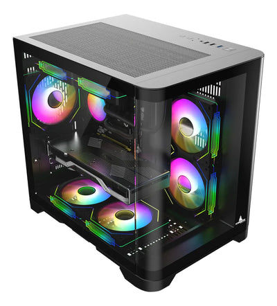 Chasis Gamer Iceberg Wave Negro M-atx 3 Ventiladores Argb