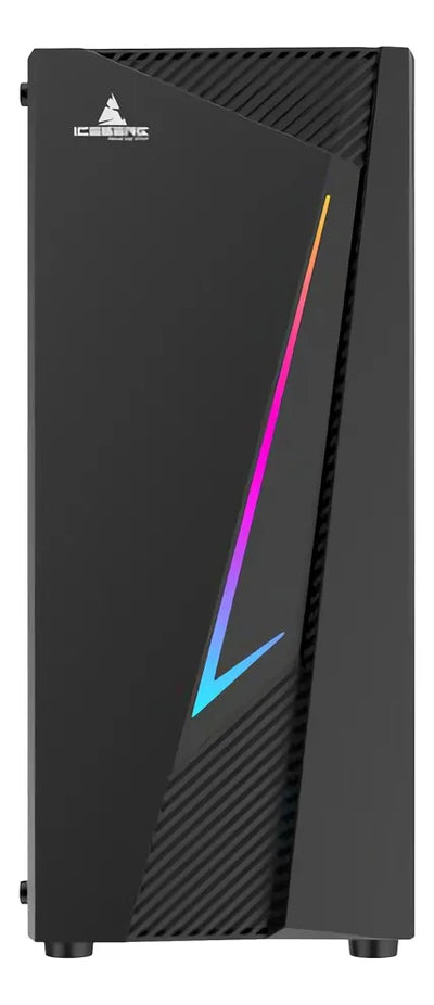 Chasis Gabinete Caja Gamer Iceberg Flux Elite Argb 1 Fan Negro