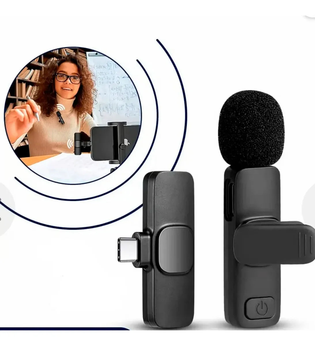 Micrófono Lavalier Inalámbrico Reducción De Ruido Tipo C Color Negro