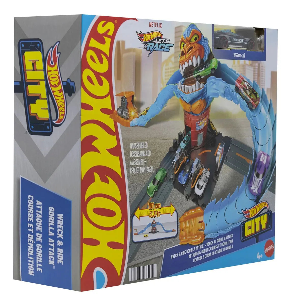 Pista de autos Hot Wheels City Gorila en la Gasolinera color azul - 2 piezas