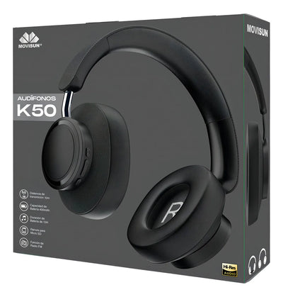 Audífonos Bluetooth K50 Movisun Inalámbricos Diadema Color Negro