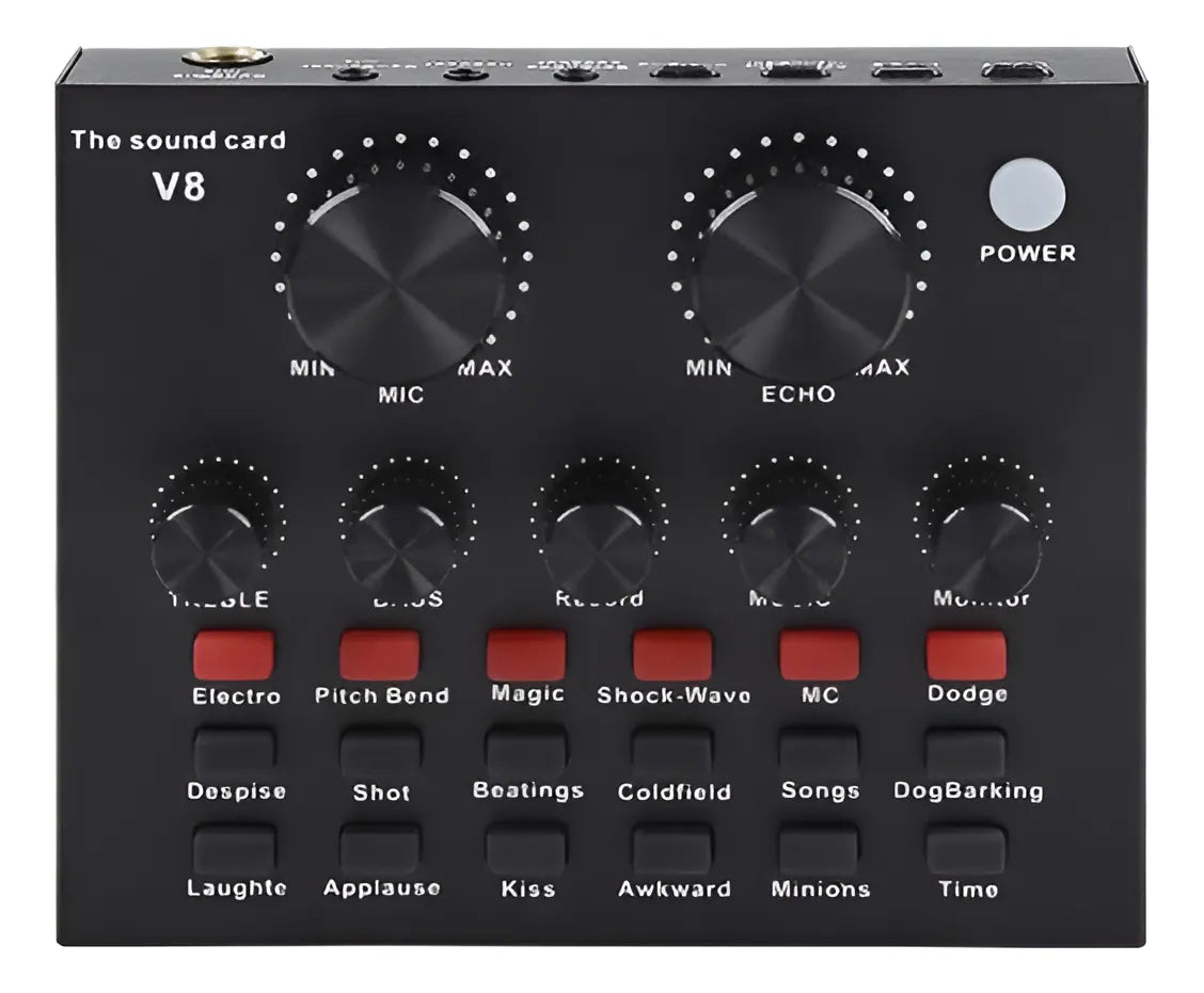 Tarjeta De Sonido V8- Mezclador De Audio,transmision En Vivo Negro