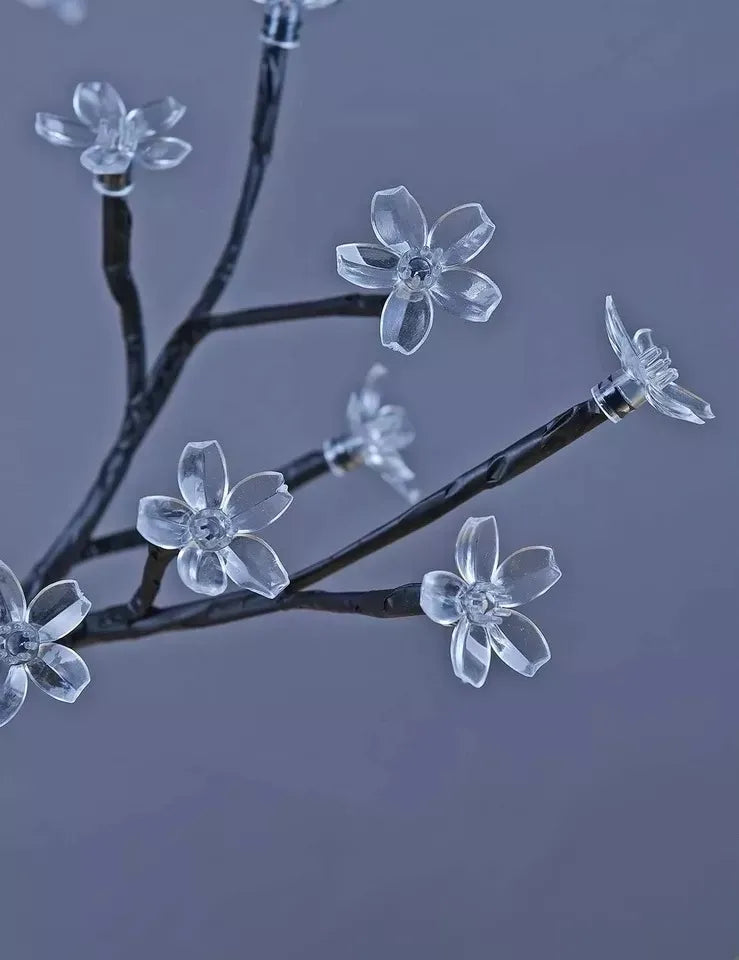 Árbol Flor 20 Led Ramal Guirnalda Pilas Iluminación Jardin Marrón