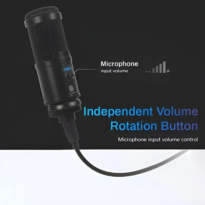 Micrófono Para Pc Condensador Profesional Usb Bm-65 Color Negro
