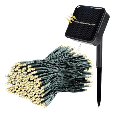 Luz De Navidad Solar Exterior 20 Metros 200leds Blanca