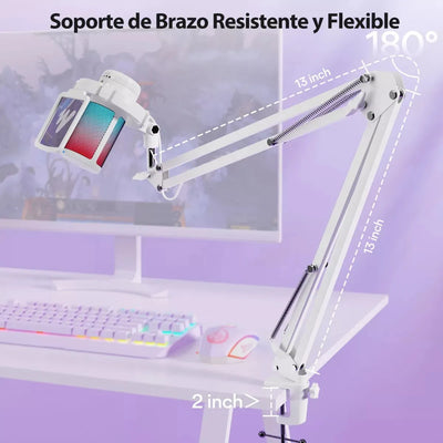 Micrófono Maono Dgm20s Cardioide Condensador Usb Profesional Con Cancelación De Ruido y Con Soporte De Brazo Rgb Color Blanco