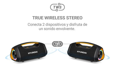 Parlante Hyundai Portátil Bluetooth/fm 120/watts Impermeable Negro