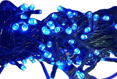 Serie Navideña Luz Led Azul X100 Luces Cable Verde Paq. X4