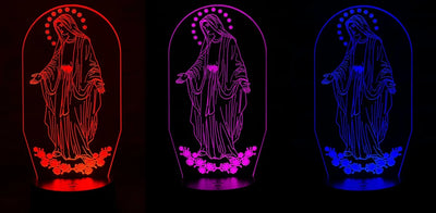 Lámpara Led Virgen Milagrosa Holograma Decoración Regalo Negra