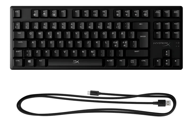 Teclado HyperX Alloy QWERTY Red- Linear inglés US color negro con luz RGB