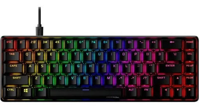 Teclado HyperX Alloy QWERTY HyperX Linear Red inglés US color negro con luz RGB