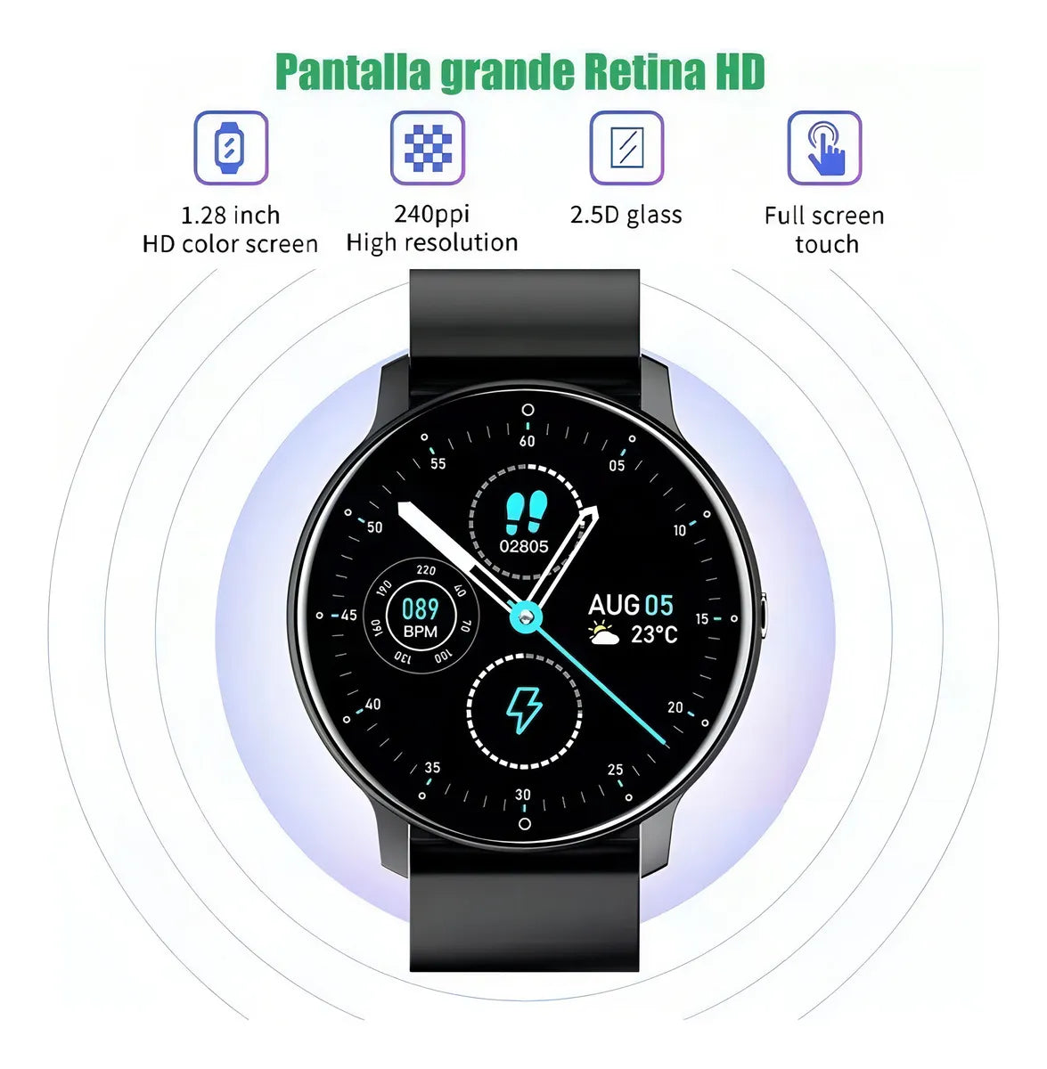 Smartband Lige ZL02D display de 1.39" con correa de silicona con correa color negro