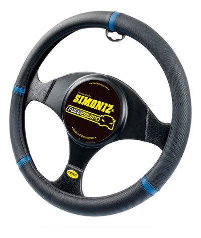 Forro Timón Microperforado Simoniz Full Equipo Negro Con Lín - Negro Lineas Azules