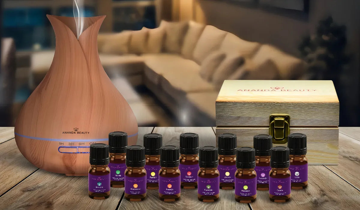 Difusor De Aroma Humidificador 500 Ml +12 Esencias + Caja Color Marrón claro