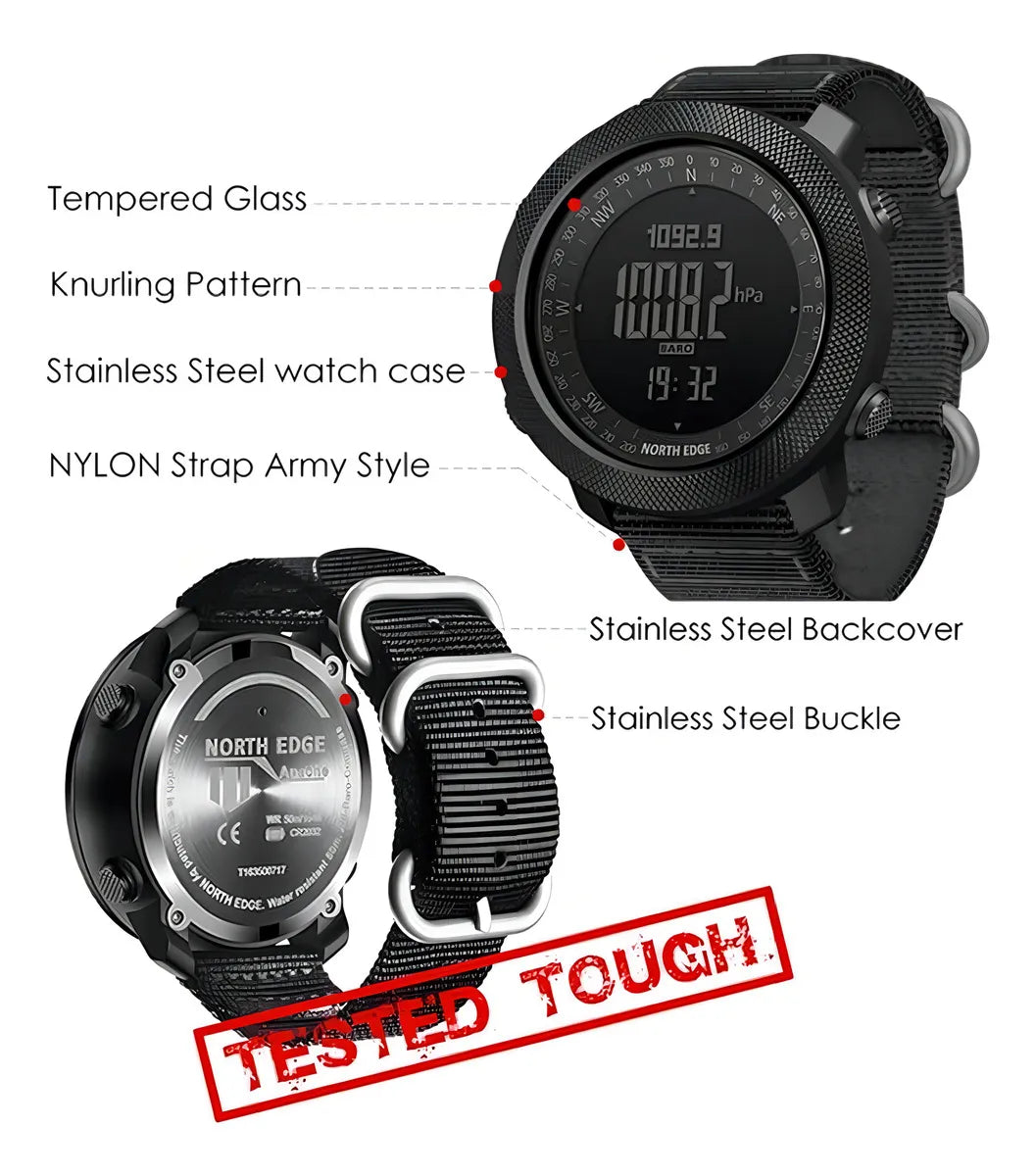 Reloj North Edge-apache Apache Sports Outdoors Digital .. Color de la correa Negro Color del bisel Metal Función Bise Color del fondo Negro