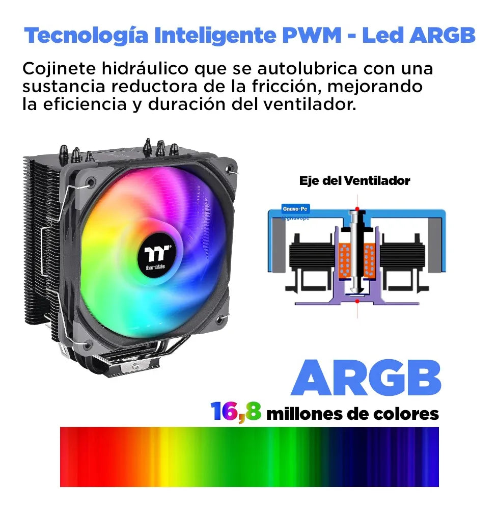 Enfriamiento Disipador Aire Pc Cpu 120 Mm Argb Lga 1700 Am5
