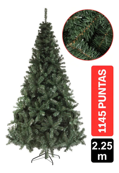 Arbol De Navidad Cascada 2.25m 1145 Puntas Gio Home Pino Navideño Look Natural Base Metalica Artificial Para Decoracion Con Bolas Adornos Extension Cintas Bombillos Botas Campanas Luces Estrella Noel