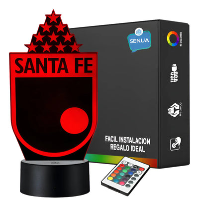 Lámpara De Noche Led Santa Fe Con Estrellas Holograma Regalo Negro
