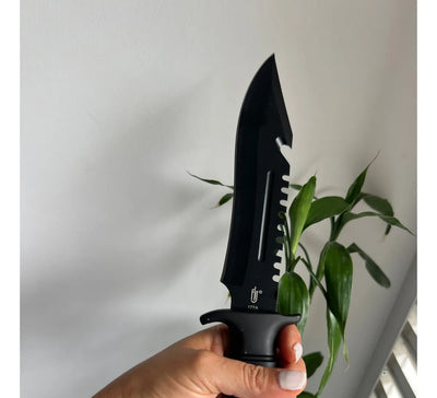 Cuchillo Táctico Camping Supervivencia Pesca + Estuche Negro