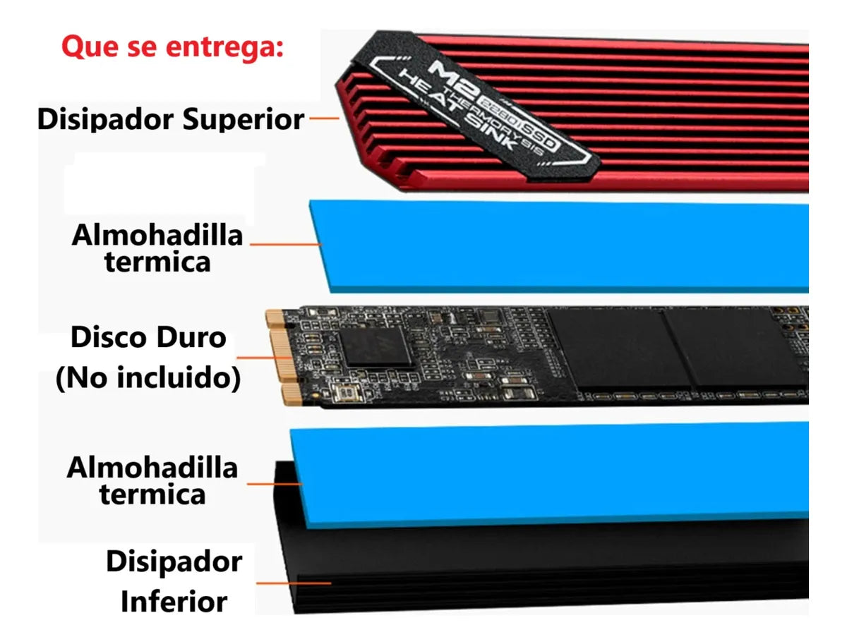 Disipador Calor Para Disco M2 Disipación Superior E Inferior