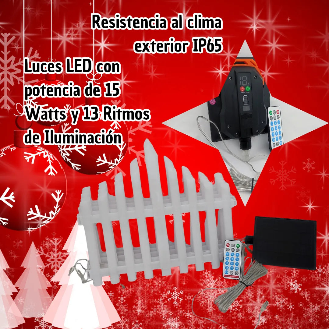 Kit Set Cerca Valla Plástica Luz Solar Automática Led Decoración Navideña Delimitar Sendero Cerramiento División Borde Jardín Finca Patio Nocturno Mágico Confiable Duradero Exterior 1.75 Metros