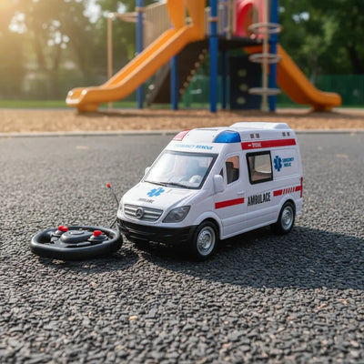 Ambulancia A Control Remoto Con Luces Y Sonidos Blanco