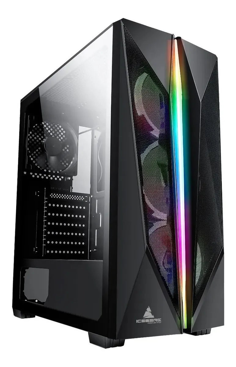 Combo Chasis Gamer Iceberg Flow X Plus 6 Ventiladores Filtro Negro