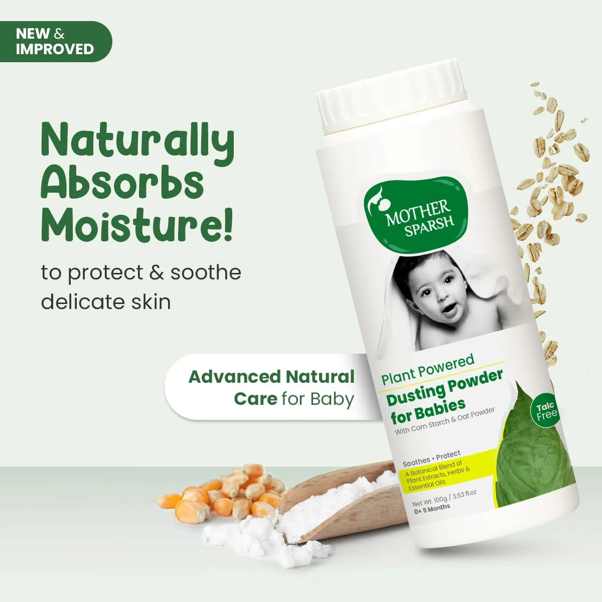 Mother Sparsh Polvo Natural Sin Talco Para Bebes, 3.53 Oz (p