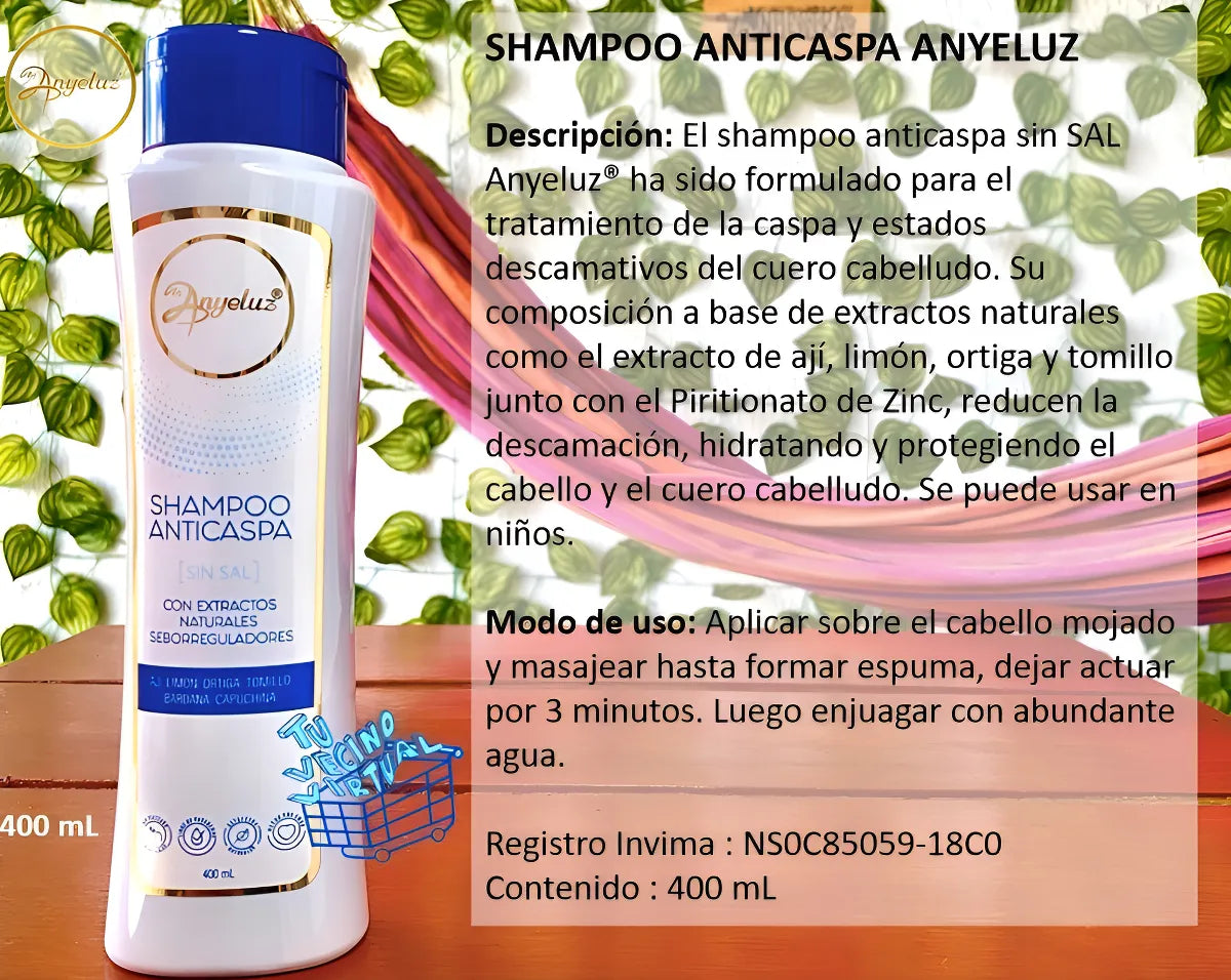 Shampoo Anticaspa Anyeluz 400 Ml