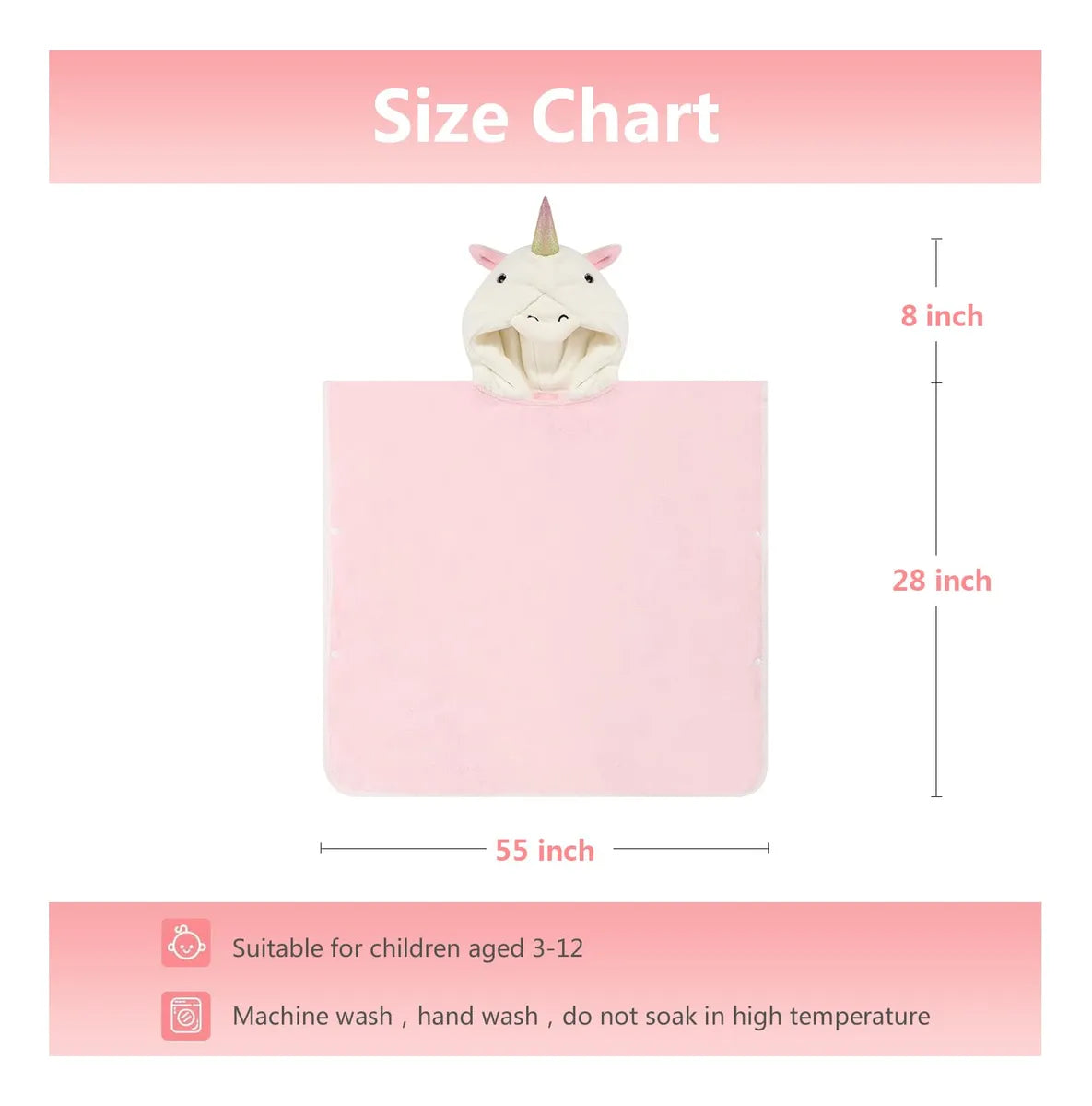 Pinnkku Toalla Con Capucha De Unicornio 3d, Toalla De Bano U