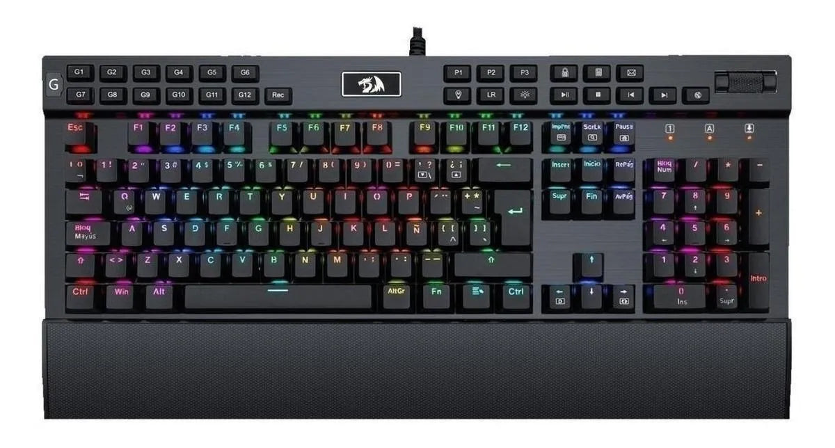 Teclado Redragon Yama QWERTY Outemu Purple español latinoamérica color negro con luz RGB