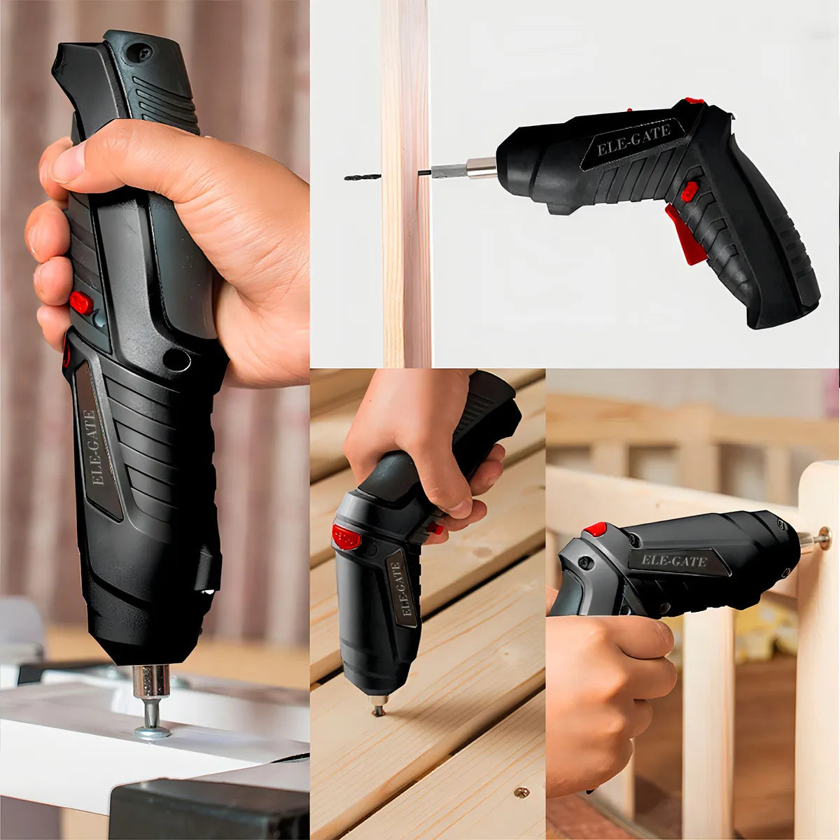 Destornillador Eléctrico Taladro Inalámbrico Recargable Color Negro