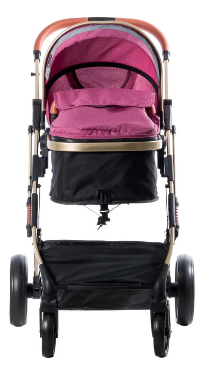 Coche Bebé Moises Plegable Ebaby Color Rosado Chasis Dorado